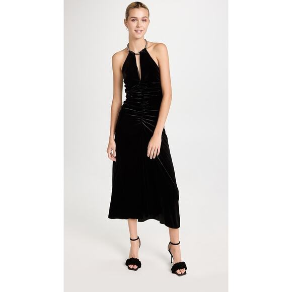NWT Veronica Beard Josette Embellished Velvet Midi Dress Size 8 Black #2K455 - Picture 3 of 14